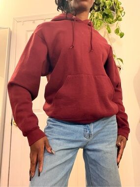 Jerzees Maroon Hooded Sweatshirt with Drawstring